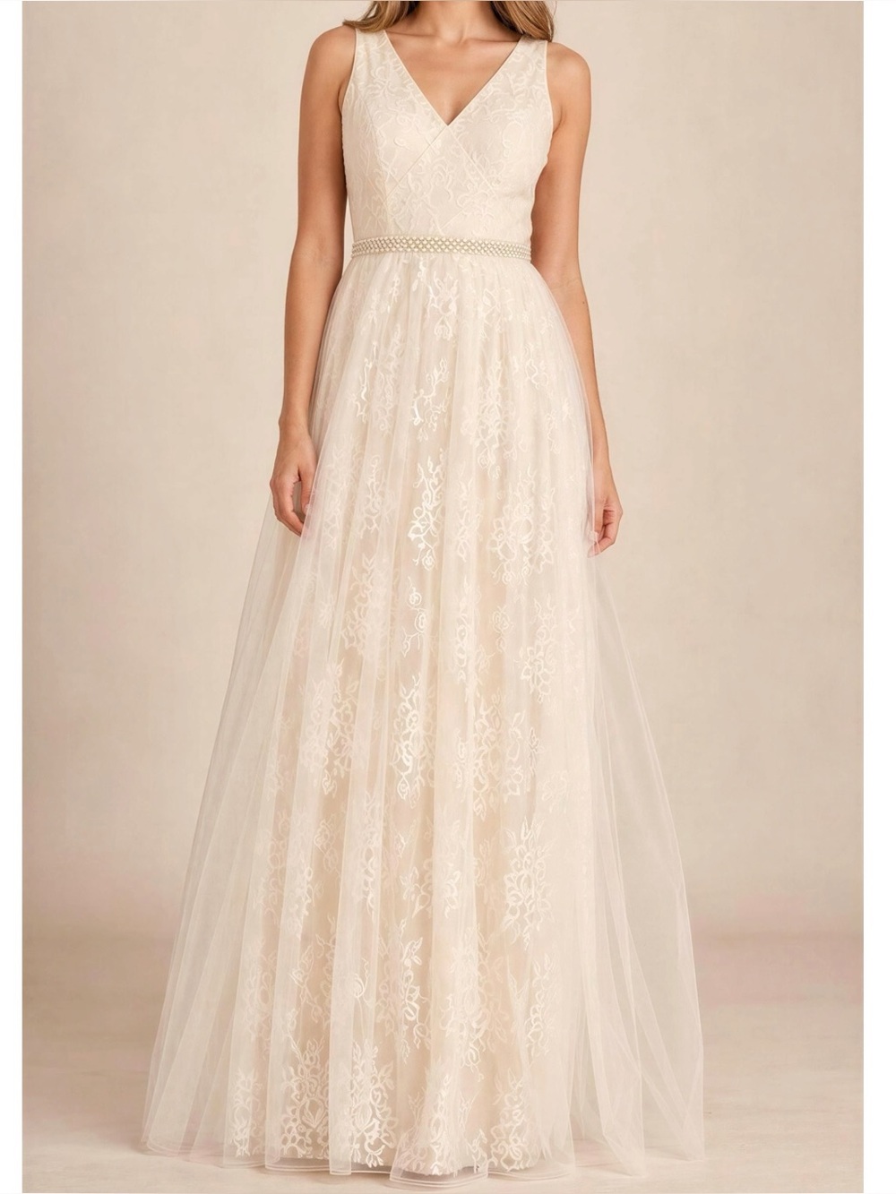 LULUS Sweet Love Floral Lace Beaded Maxi Dress, Ivory, Small